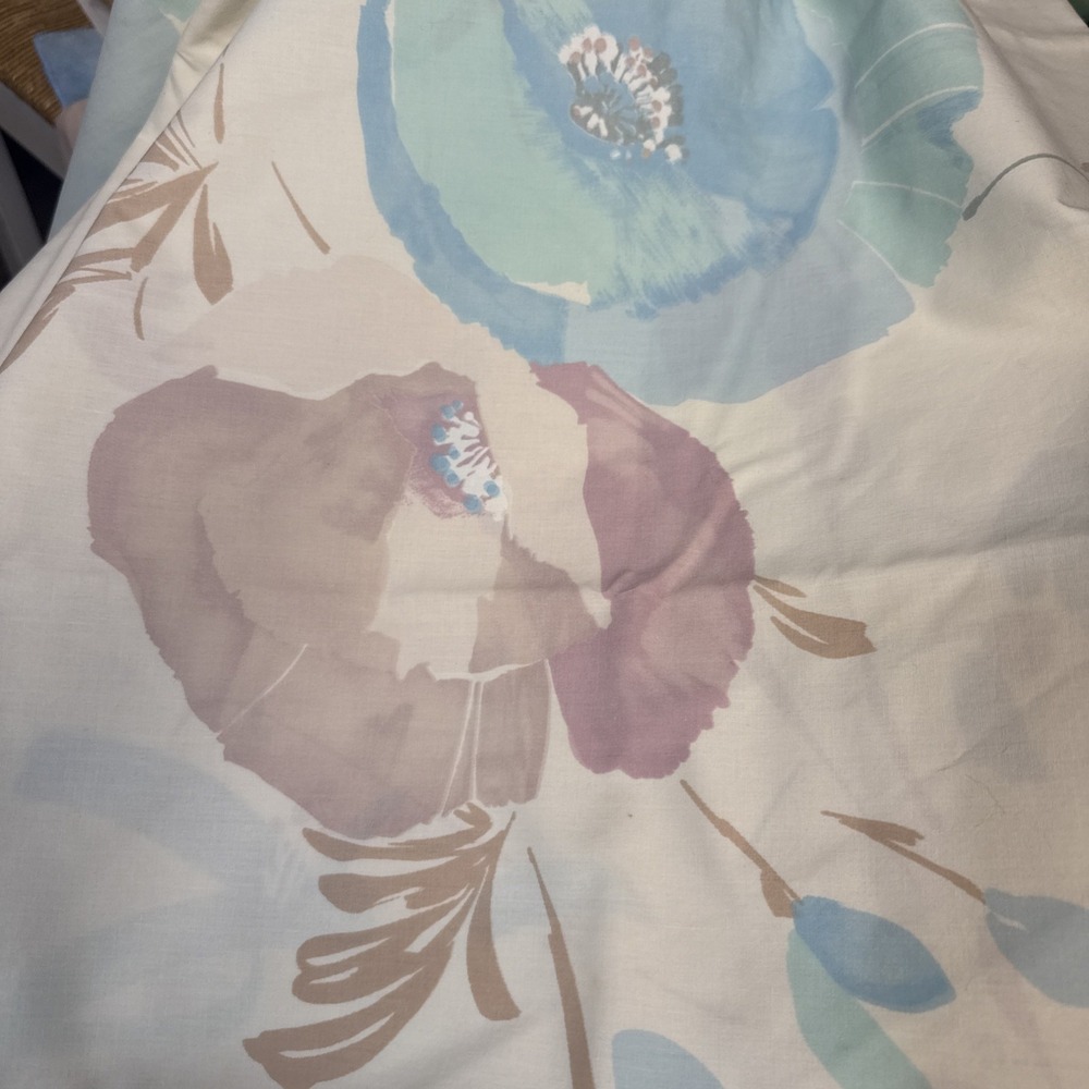 Vintage Springmaid Fitted Sheet Queen Watercolor Pastel Floral 80s Grannycore